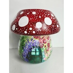 Mushroom Flower Pot House Hand painted Acrylic Art Ceramic Planter‎ NEW Fairy
